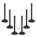 6 Pieces Plastic Stanchion Post 36Inch Crowd Control Barrier with 5FT Link Chain