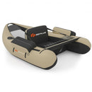 Inflatable Fishing Float Tube with Pump Storage Pockets and Fish Ruler-Beige