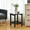 15" Patio Square Wooden Slat End Side Coffee Table for Garden-Black