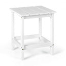 15" Patio Square Wooden Slat End Side Coffee Table for Garden-White