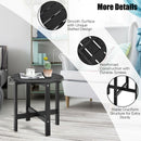 18" Patio Round Side Wooden Slat End Coffee Table for Garden-Black