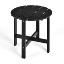18" Patio Round Side Wooden Slat End Coffee Table for Garden-Black