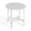 18" Patio Round Side Wooden Slat End Coffee Table for Garden-White