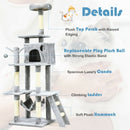 66" Cat Tree Condo Kitten Multi-Level Activity Center-Gray