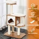 46" Wooden Cat Activity Tree with Platform and Cushions-Brown