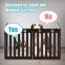 24" Folding Wooden Freestanding Pet Gate Dog Gate with 360° Hinge -Espresso
