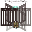24" Folding Wooden Freestanding Pet Gate Dog Gate with 360° Hinge -Espresso