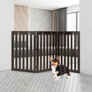 36" Folding Wooden Freestanding Pet Gate Dog Gate with 360° Flexible Hinge-Espresso