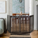 36" Folding Wooden Freestanding Pet Gate  with 360° Hinge-Espresso