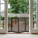 36" Folding Wooden Freestanding Pet Gate  with 360° Hinge-Espresso