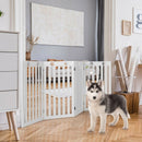 36" Folding Wooden Freestanding Pet Gate  with 360° Hinge-White