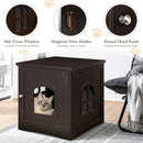 Side Table Nightstand Decorative Cat House-Brown