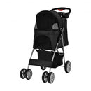Foldable 4-Wheel Pet Stroller with Storage Basket-Black