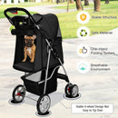 Foldable 4-Wheel Pet Stroller with Storage Basket-Black