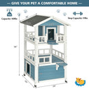 2-Story Outdoor Wooden Catio Cat House Shelter with Enclosure