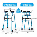 Folding Adjustable Aluminum Wheel Walking Frame-Navy