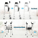Foldable Aluminum Alloy Frame Wheel Walker With Seat and Armrest Pad