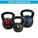 3 Pcs 5 10 15lbs Kettlebell Kettle Bell Weight Set