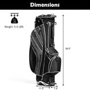 Golf Stand Cart Bag with 6-Way Divider Carry Pockets-Black