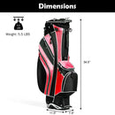 Golf Stand Cart Bag with 6-Way Divider Carry Pockets-Red