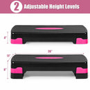 26" Height Adjustable Aerobic Exercise Step Deck with Risers and Non-Slip Surface-Black