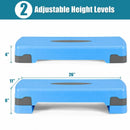 26" Height Adjustable Aerobic Exercise Step Deck with Risers and Non-Slip Surface-Blue
