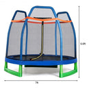 7 Ft Kids Trampoline W- Safety Enclosure Net-Blue