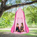 2-in-1 40 Inch Kids Hanging Chair Detachable Swing Tent Set-Pink