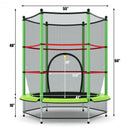 55" Youth Jumping Round Trampoline with Safety Pad Enclosure-Green