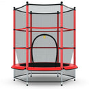 55" Youth Jumping Round Trampoline with Safety Pad Enclosure-Red