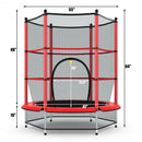 55" Youth Jumping Round Trampoline with Safety Pad Enclosure-Red