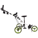 Foldable 3 Wheels Push Pull Golf Trolley with Scoreboard Bag