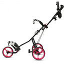 Foldable 3 Wheels Push Pull Golf Trolley with Scoreboard Bag-Red