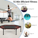 50" Hexagonal Fitness Trampoline Exercise Rebounder with Pad-Red
