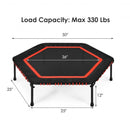 50" Hexagonal Fitness Trampoline Exercise Rebounder with Pad-Red