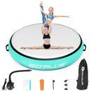 40" Inflatable Round Gymnastic Mat Tumbling Floor Mat with Electric Pump-Green