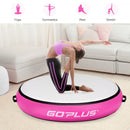 40" Inflatable Round Gymnastic Mat Tumbling Floor Mat with Electric Pump-Pink