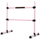 4 Ft Portable Freestanding Stable Construction Pilates Ballet Barre with Double Dance Bar-Pink
