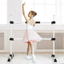 4 Ft Portable Freestanding Stable Construction Pilates Ballet Barre with Double Dance Bar-Silver Gray