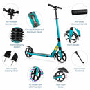 Aluminum Folding Kick Scooter with LED Wheels for Adults and Kids-Green