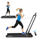 2-in-1 Folding Treadmill with Remote Control and LED Display-Black