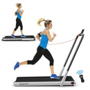 2-in-1 Folding Treadmill with Remote Control and LED Display-Silver