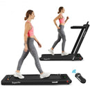 2 in 1 Folding Treadmill with Bluetooth Speaker Remote Control-Black