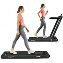 2 in 1 Folding Treadmill with Bluetooth Speaker Remote Control-Green