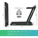 2 in 1 Folding Treadmill with Bluetooth Speaker Remote Control-Green
