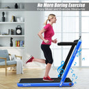 2 in 1 Folding Treadmill with Bluetooth Speaker Remote Control-Navy