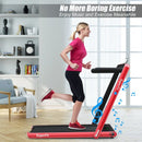 2 in 1 Folding Treadmill with Bluetooth Speaker Remote Control-Red