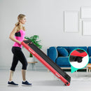 2 in 1 Folding Treadmill with Bluetooth Speaker Remote Control-Red