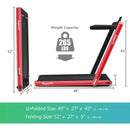 2 in 1 Folding Treadmill with Bluetooth Speaker Remote Control-Red