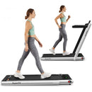 2 in 1 Folding Treadmill with Bluetooth Speaker Remote Control-Silver